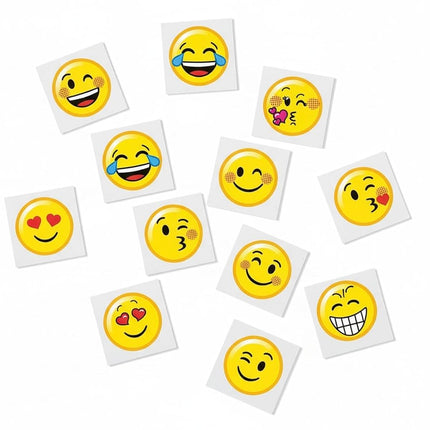 Pack of 12 - Emoji Temporary Tattoos - Great Stocking Party Loot Bag Fillers
