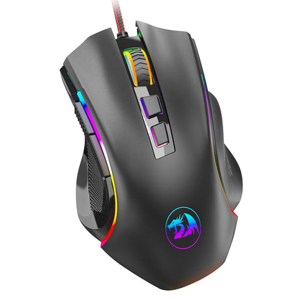 Redragon M602 Gaming Mouse, Ergonomic RGB Gaming Mouse Wired with 9 Programmable Buttons, 7200 DPI Adjustable, 7 Backlit Modes, Professional Optical Gamer Mouse for Gamer Office, Black
