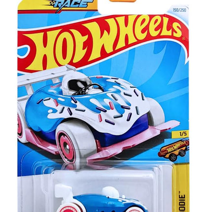 Hot Wheels Donut Drifter, 1/64 Scale, White/Blue/Pink, Fast Food, Die-Cast Car, Kids, Boys