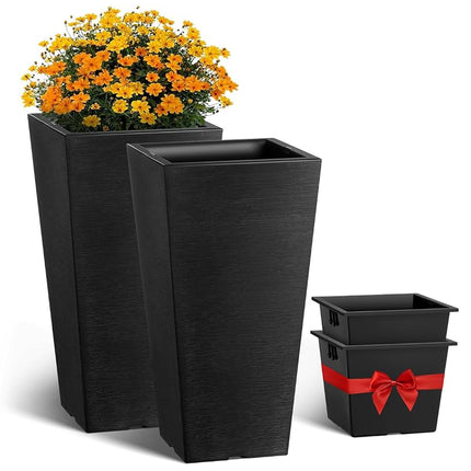 VEVOR Tall Planter, Set of 2 Tall Square Tapered P