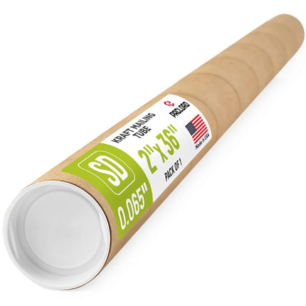 Paclord 2" x 36" Reinforced Kraft Paper Mailing Tube (Pack of 1) with 2 Caps