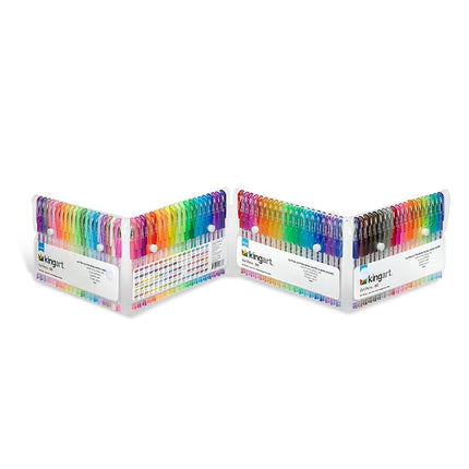 KINGART 400-80 Glitter Rollerball Gel PENS, 80 Sparkling Colors with Soft-Grip Comfort, XL Ink Cartridge - for Coloring, Doodling, Scrapbooking, Journaling and General Use, All Ages, 80 Pens