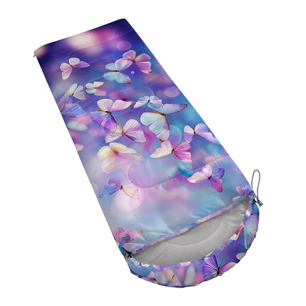QOOMO Color Butterfly Waterproof Sleeping Bags for Adults & Kids,Printed Camping Sleeping Bags, 3 Season Warm & Cool Weather,Lightweight,Traveling,and Outdoors,Camping Gear Equipment,31x90inch