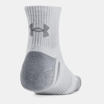 Calcetines de cuarto con amortiguación UA Performance Tech para hombre de Under Armour - Paquete de 6, Negro/Blanco/Gris, Grande