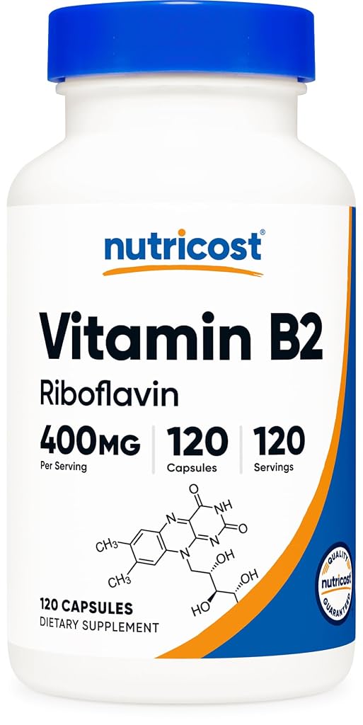 Nutricost Vitamin B2 (Riboflavin) 400mg, 120 Capsules - Gluten Free, Non-GMO, Energy Boost, Premium Quality