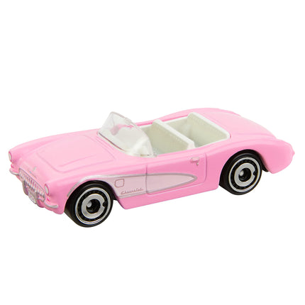 Hot Wheels Barbie Corvette rosa fundido a presión a escala 1:64, coche de juguete modelado a partir del Corvette de la película Barbie con embalaje temático de la película, HPR54