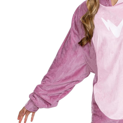 Disney Lilo & Stitch Angel Jumpsuit for Adults, Officially Licensed by Disguise, Features Detailed Fabric Hood with Dimensional Ears, in Size S/M and L/XL