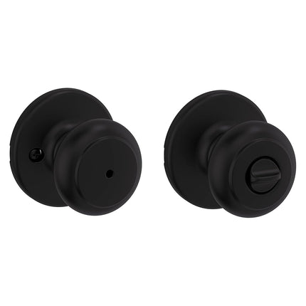 Kwikset Cove Interior Privacy Door Knob with Lock, Door Handle for Bathroom and Bedroom, Matte Black Keyless Turn Lock Doorknob