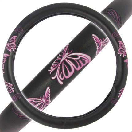 BDK Funda de Volante Universal de Agarre Cómodo - (Mariposas Rosadas)