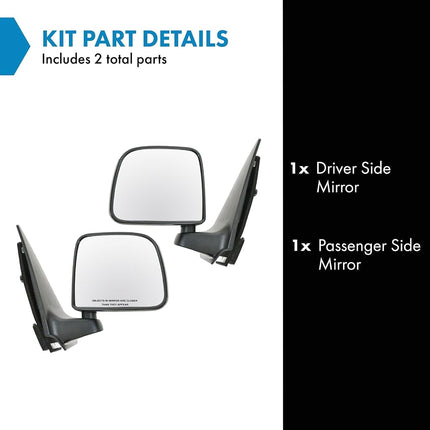 TRQ 2 Piece Driver and Passenger Side Mirror Assembly Set Manual Adjustment No Heat No Memory Textured Compatible with 1993-2005 Ford Ranger 1994-1997 Mazda B2300 1998 B2500 1994-1998 B3000 1997 B4000