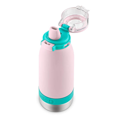 Ello Emma 14oz Vacuum Insulated Stainless Steel Kids Water Bottle with Straw and Built-in Carrying Handle and Leak-Proof Locking Lid for School Backpack, Lunchbox and Outdoor Sports, Red Splash