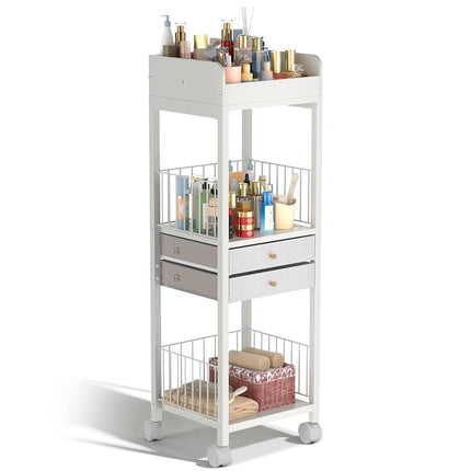 Makeup Organizer Storage Cart, Large Skincare Organizers, 2-Drawer Rolling Floor Skincare Organizer and Storage for Cosmetics/Perfume/Nail Polish, Skin Care Nail Polish Perfume Makeup Brush Hair Tool