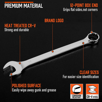 HORUSDY Large Spanner Set with Rolling Pouch | Big Size Metric Spanners Set | 6-Piece | 23mm, 24mm, 26mm, 27mm, 30mm, 32mm | 12 Point | Chrome Vanadium Steel