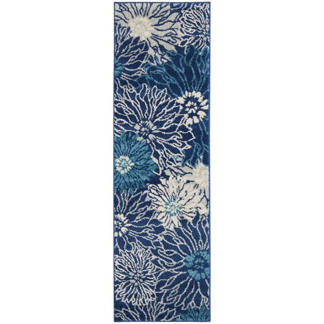 Nourison Home Passion 6' Runner Navy Ivory Fabric 