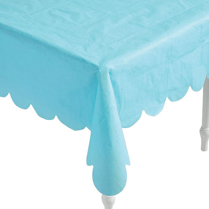 Light Blue Scallop Edge Paper Tablecloth - Party Supplies - 1 Piece