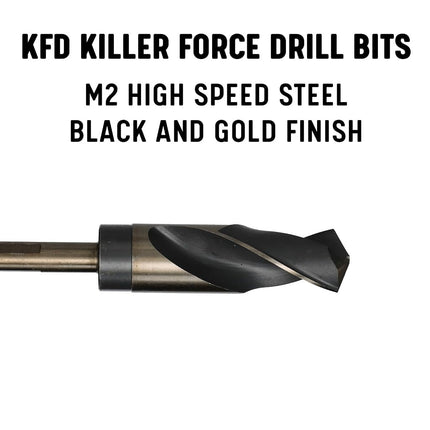 Drill America 13/16" Reduced Shank High Speed Steel Black & Gold KFD Drill Bit with 1/2" Shank, KFD Series