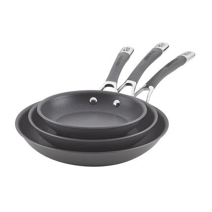Circulon Radiance Hard Anodized Nonstick Fry Pan Set, Gray | Skillet Set for Everyday Cooking, 8.5 / 10 and 12.25 Inch | Even Heat Distribution and Easy Food Release Ergonomic Handles