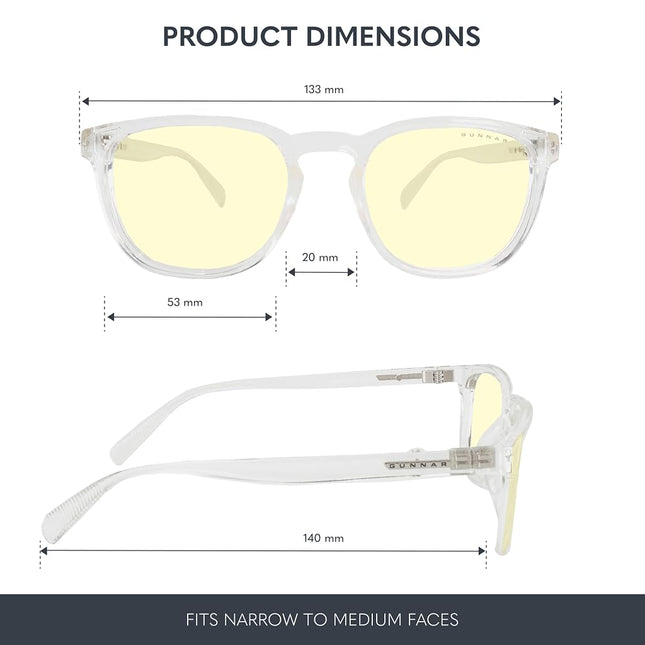 GUNNAR - Gaming and Computer Glasses - Blocks 65% Blue Light - Oakland, Crystal, Amber Tint, Amber, One Size