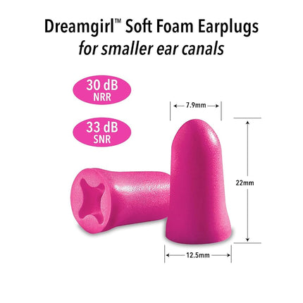 Mack's Dreamgirl Soft Foam Earplugs, 100 Pair, Pink - Individually Wrapped - Small Ear Plugs for Sleeping, Snoring, Studying, Loud Events, Traveling and Concerts