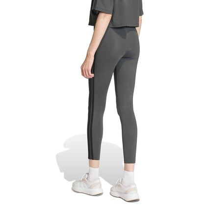 Adidas Womens Essentials 3-Stripes Cotton Leggings, Grey/Black, XS