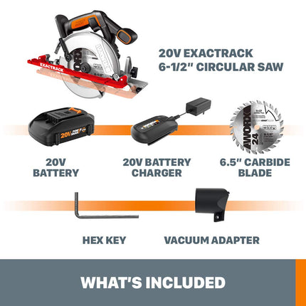 Worx WX530L Exactrack 20V 6-1/2" Circular Saw