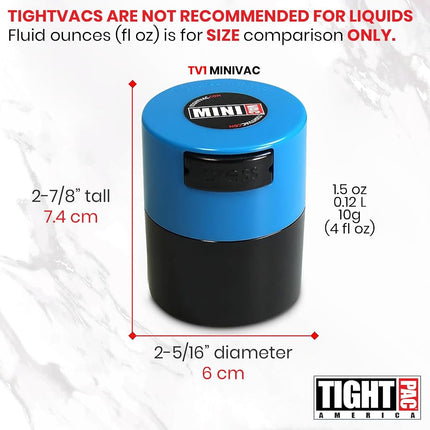 Minivac - 10g to 30 grams Airtight Multi-Use Vacuum Seal Portable Storage Container for Dry Goods, Food, and Herbs - Blue Tint