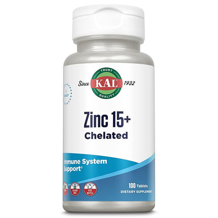 Kal 15 Mg Zinc Chelated Plus Tablets, 100 Count
