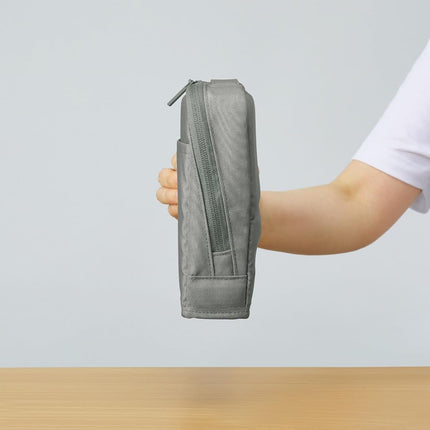KOKUYO Pencil Case Pouch, Haco-Biz Standing Pen Pouch Bag, Foldable Stand up Pencil Holder Organizer, Large Capacity Portable Pencil Box for Office Supplies, Gray