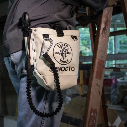 Klein Tools 5416OCTO Tool Bag, Bull-Pin and Bolt Pouch, No. 4 Canvas with Tunnel Connection, 5 x 5 x 9-Inch