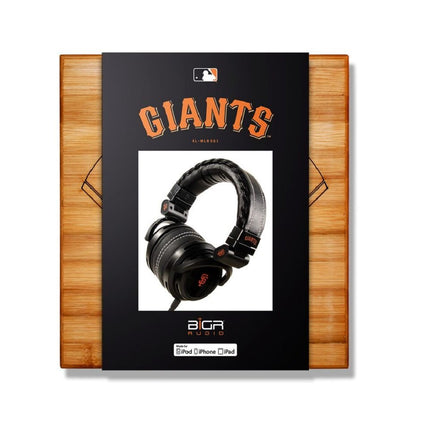 San Francisco Giants LTD. Headphones, w/High-Fidelity Drivers, in-Line Microphone, Detachable Cable, Compact Folding Design & Bamboo Box by BiGR Audio