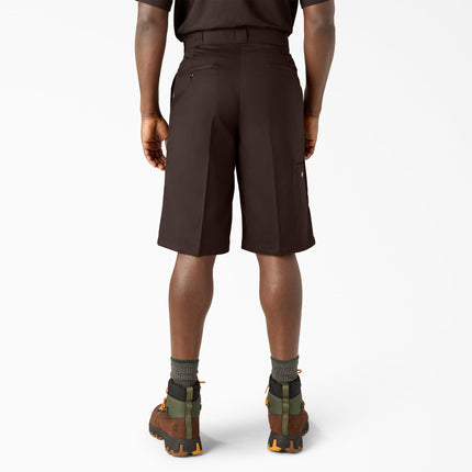 Pantalones cortos de trabajo Dickies para hombre, corte holgado, parte delantera lisa, marrón oscuro, 36 Regular