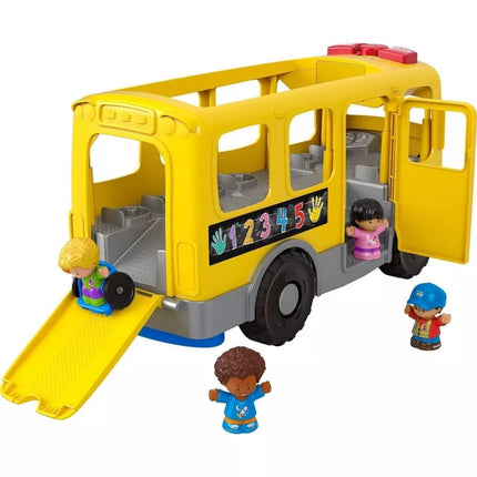 Fisher-Price Little People Toddler Learning Toy Big Yellow Bus Musical Pull-Along Vehicle for Pretend Play Kids Ages 1+ Years