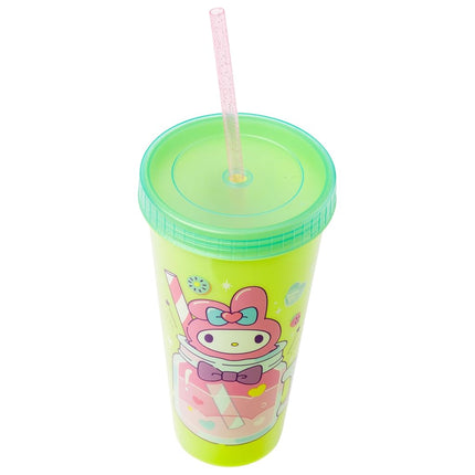 Silver Buffalo Sanrio Hello Kitty and Friends 4 Pack Color Changing Plastic Tumblers Featuring Hello Kitty, My Melody, Badtz Maru, and Cinnamoroll, 24 Ounce