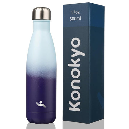 Konokyo Insulated Water Bottles,17oz Double Wall Stainless Steel Vacumm Metal Flask for Sports Travel,Ocean Dream
