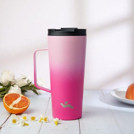 Konokyo Insulated Tumbler with Handle and Straw, 26 OZ Travel Coffee Mug Stainless Steel Cup Metal Water Bottle,Cherry