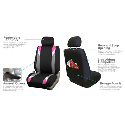 FH GROUP FH-FB033217 Fundas de asiento modernistas prémium de tres filas, rosa/negro, aptas para la mayoría de coches, camiones, SUV o furgonetas