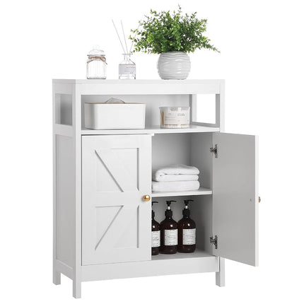 Mueble auxiliar de baño GAOMON de madera con 2 puertas, armario de almacenamiento independiente para cocina/sala de estar/baño, color blanco