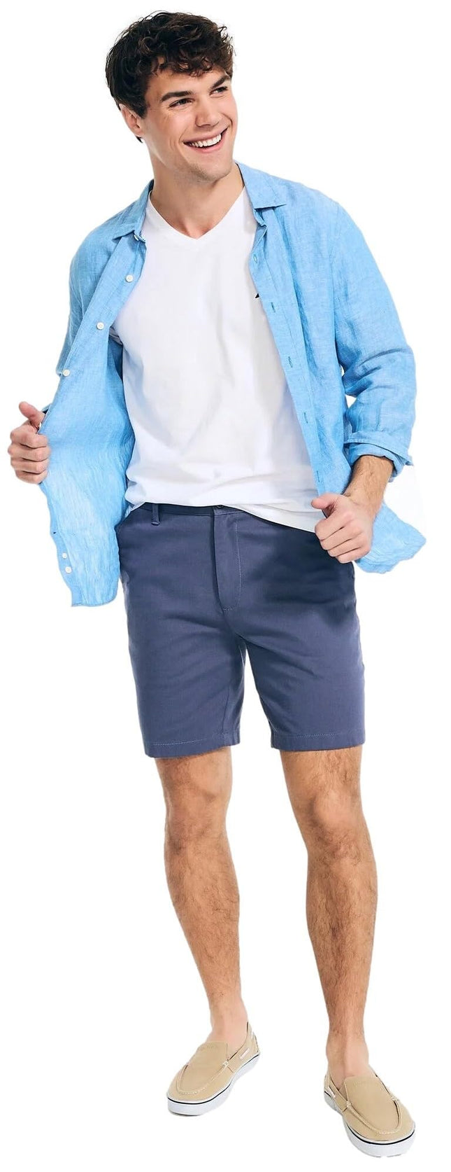 Camiseta con cuello en V con el logotipo J-Class de Nautica para hombre, blanca, talla grande