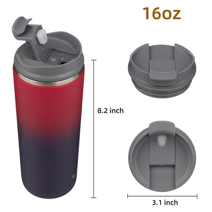 Konokyo Tumbler with Lid, 16 oz Travel Coffee Mug Double Wall Vacuum Stainless Steel Thermal Metal Cup Insulated Water Bottle,Rosy Red