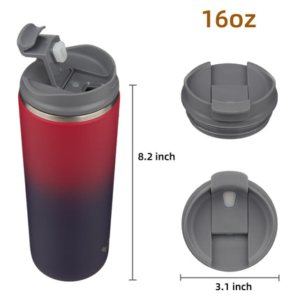 Konokyo Tumbler with Lid, 16 oz Travel Coffee Mug Double Wall Vacuum Stainless Steel Thermal Metal Cup Insulated Water Bottle,Rosy Red