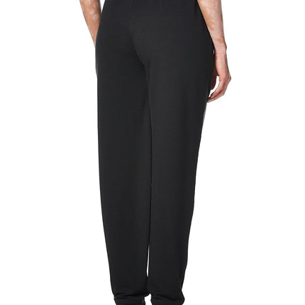 HUE Women's Solid French Terry Lounge Separates, Black - Jogger Pant with Pockets, Large