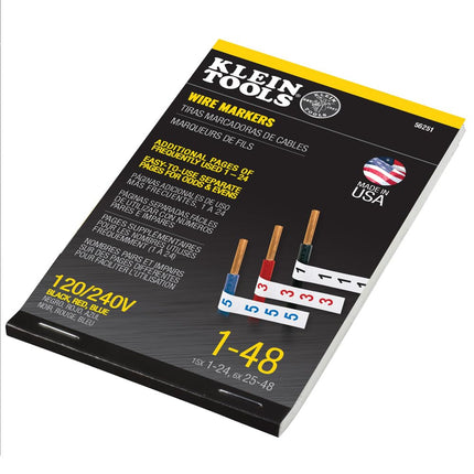 KLEIN TOOLS 56251 Libro de marcadores de cables 120/240 V Trifásico 1-48