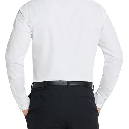 Van Heusen Men's Dress Shirt Fitted Poplin Solid, White, 15.5" Neck 32"-33" Sleeve