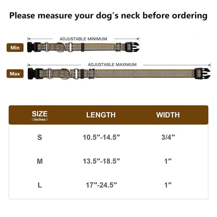 Martingale Collar for Dogs,Reflective Escape Proof,Brown,L