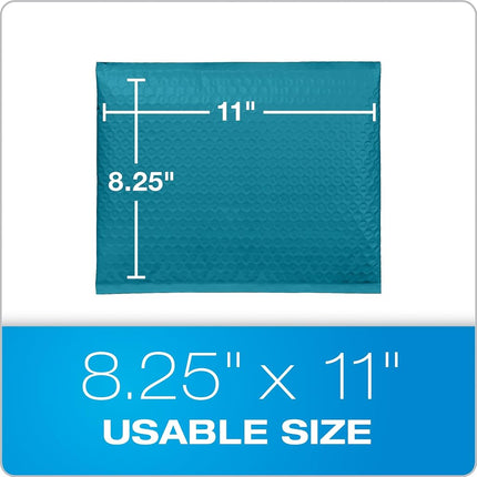 Quality Park Bubble Mailers, 8.25 x 11 Shipping Envelopes, Water Resistant Blue Poly Padded Envelopes, Redi-Strip Peel Off Closure, 25/Box (QUA85867)