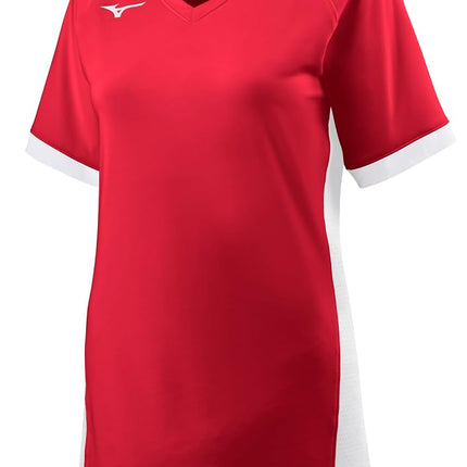 Maillot de Volleyball Manches Courtes Mizuno pour Jeune Fille, Rouge-Blanc, Medium