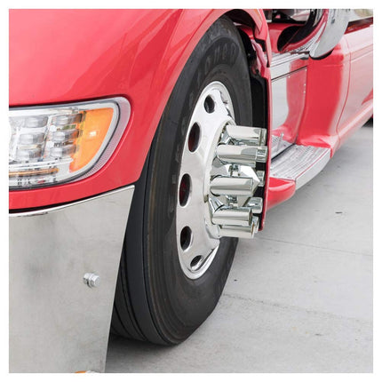 United Pacific 10034Cb - Wheel Lug Nut Cover Set - 33Mm X 4-1/4" Chrome Plastic Tall Cylinder Nut Cover - Thread-On (60