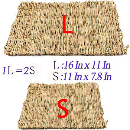 Grass Mat Woven Bed Mat for Small Animal 3PCS Large Bunny Bedding Nest Chew Toy Bed Play Toy for Guinea Pig Parrot Rabbit Bunny Hamster Rat