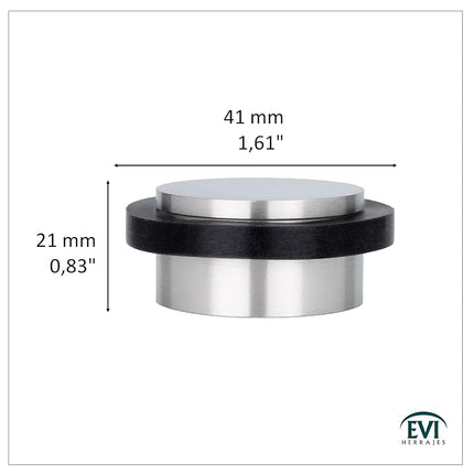 EVI Herrajes I-203/35x19-B Door Stop, INOX-Black Rubber, 35Ø x 20mm