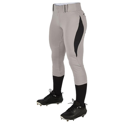 Pantalon de softball CHAMPRO Surge traditionnel taille basse avec liseré tressé de couleur contrastante Gris, Noir